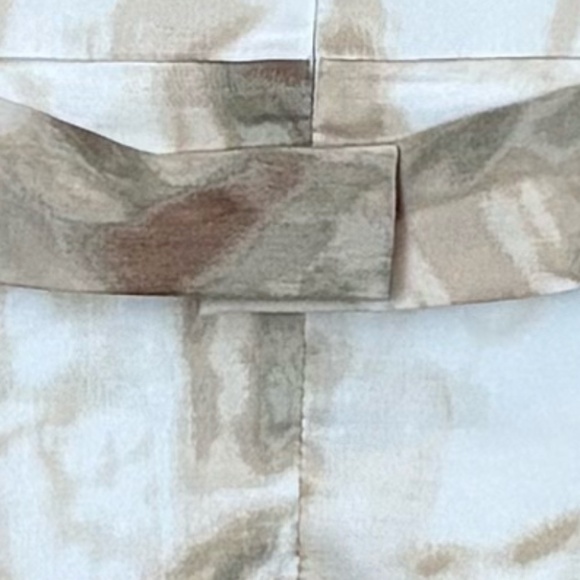 Tahari Satin Abstract Ivory/Brown Animal Print Sheath Sleeveless Lined Dress - Picture 6 of 13